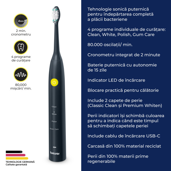 Beurer Beurer SC 30 Periuta de dinti electrica sonica Jet Black Green Planet -  33