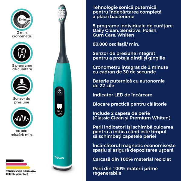 Beurer Beurer SC 50 Periuta de dinti electrica sonica Ocean Breeze Green Planet -  33