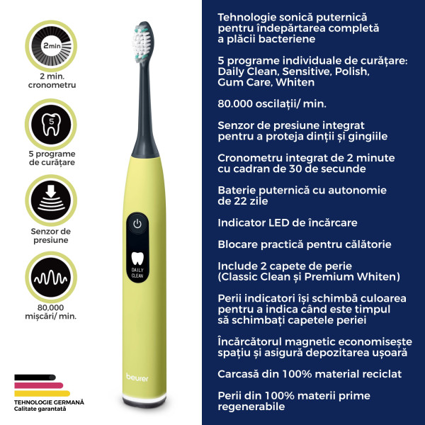 Beurer Beurer SC 50 Periuta de dinti electrica sonica Splashy Lemon Green Planet -  33