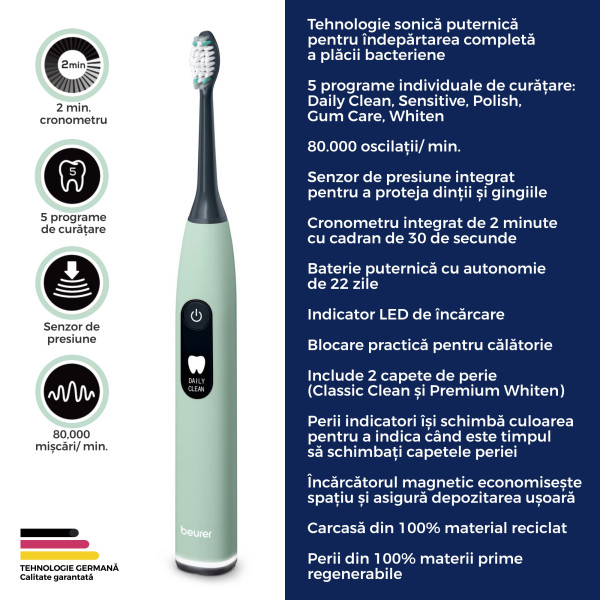 Beurer Beurer SC 50 Periuta de dinti electrica sonica Peppermint Green Planet -  33