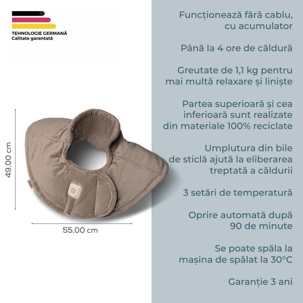 Beurer Beurer HK 165 Perna electrica pentru umeri cu acumulator, maro Taupe  -  33